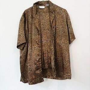 Cabernet Short Sleeve Leopard Print Sleepwear Set Size Medium